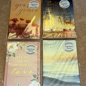 Christian Inspirational Four Journal Set with Gold Script